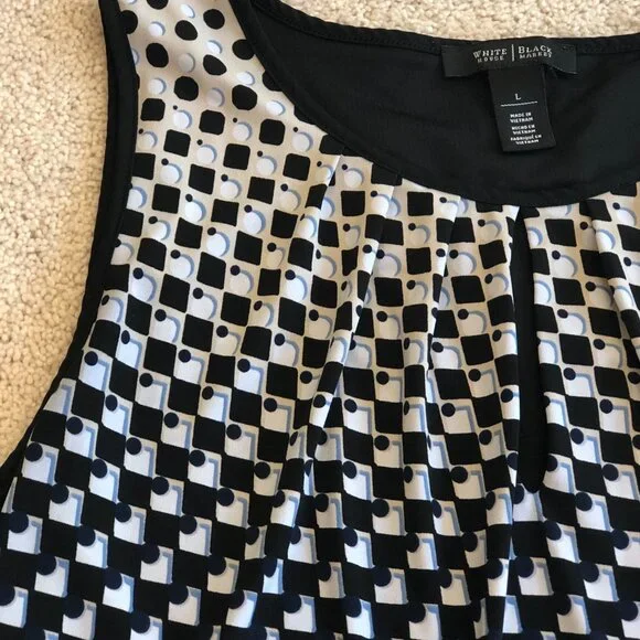 White House Black Market Key Hole Sleeveless Women's Blouse Tank Top Blue Black - Picture 3 of 11